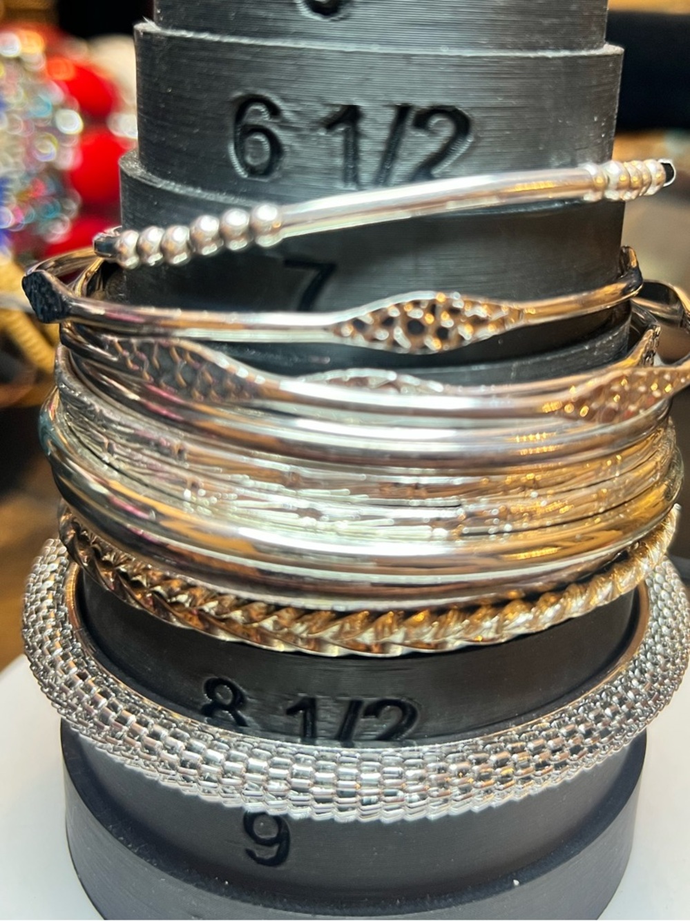 Silver Tone Mixed Bangle Bracelets Lot 007 - Women Jewelry - Picture 2 of 2